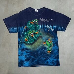 Gildan San Juan Puerto Rico Tree Frog Tie Dye T-Shirt Mens Medium Blue Graphic